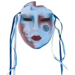 Vintage 80s Ceramic Mask Geometric Post Modern Celebrations Boston Gift Shop